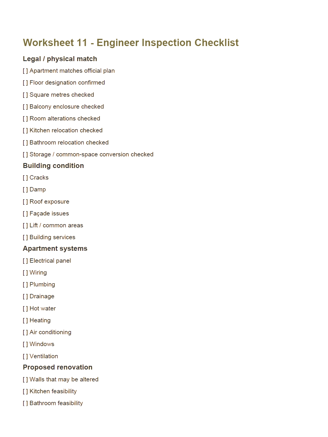 Checklist sample