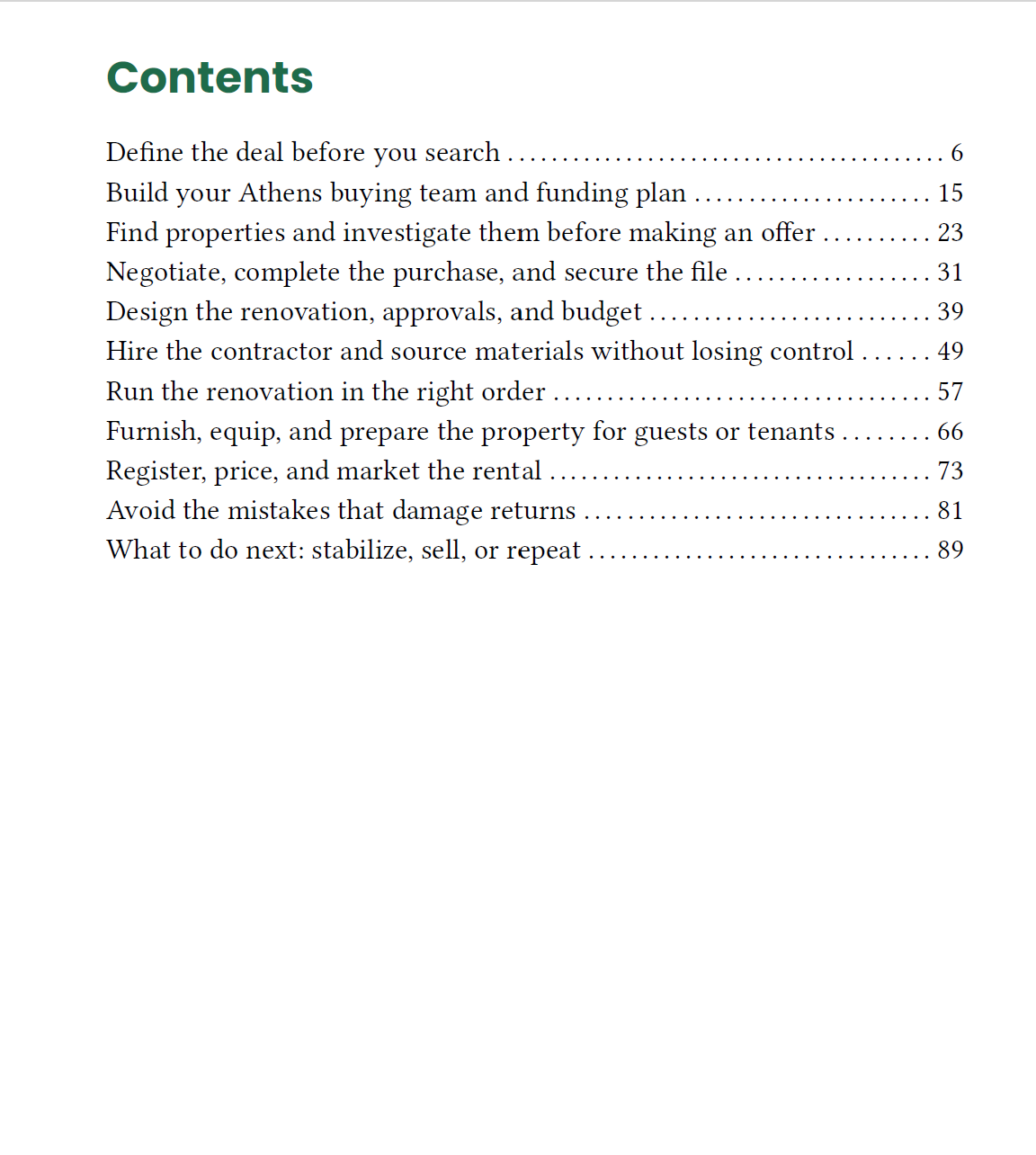 Contents page